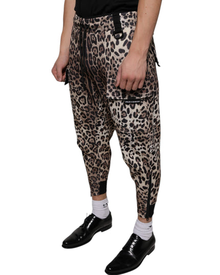 Dolce & Gabbana Brown Leopard Polyester Jogger Pants