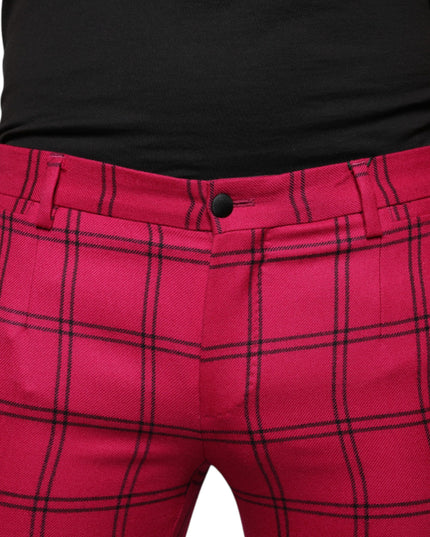 Dolce & Gabbana Pink Checkered Wool Skinny Pants