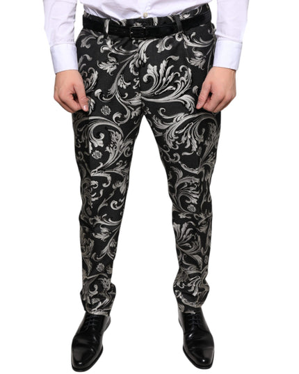 Dolce & Gabbana Black Jacquard Skinny Dress Pants
