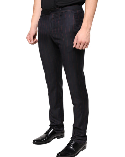 Dolce & Gabbana Black Stripes Skinny Men Dress Pants