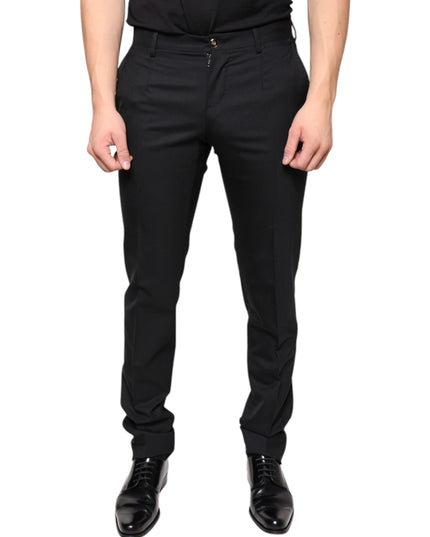 Dolce & Gabbana Black Wool Skinny Men Dress Pants