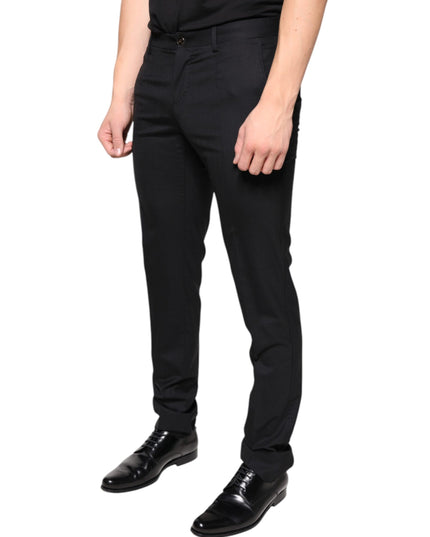 Dolce & Gabbana Black Wool Skinny Men Dress Pants