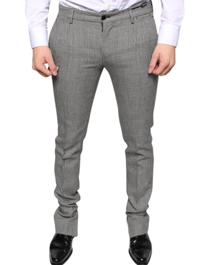 Dolce & Gabbana Gray Check Tartan Wool Skinny Pants