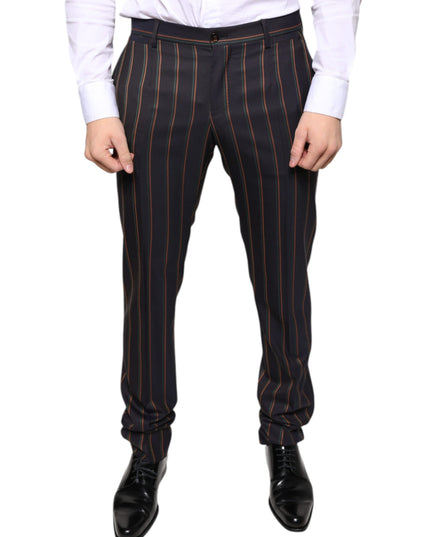 Dolce & Gabbana Brown Stripes Skinny Men Dress Pants