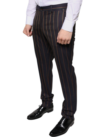 Dolce & Gabbana Brown Stripes Skinny Men Dress Pants