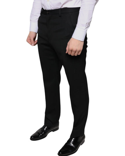Dolce & Gabbana Black Wool Skinny Men Dress Pants