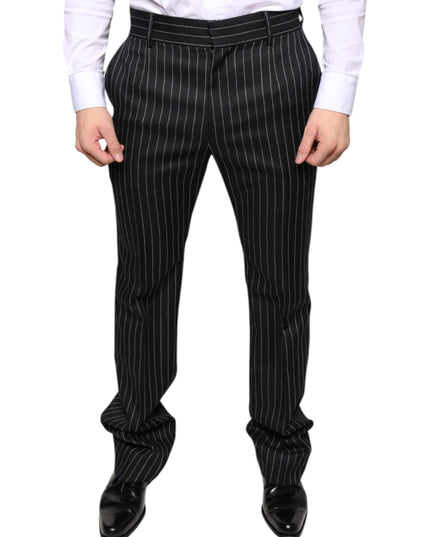 Dolce & Gabbana Black Stripes Skinny Men Dress Pants