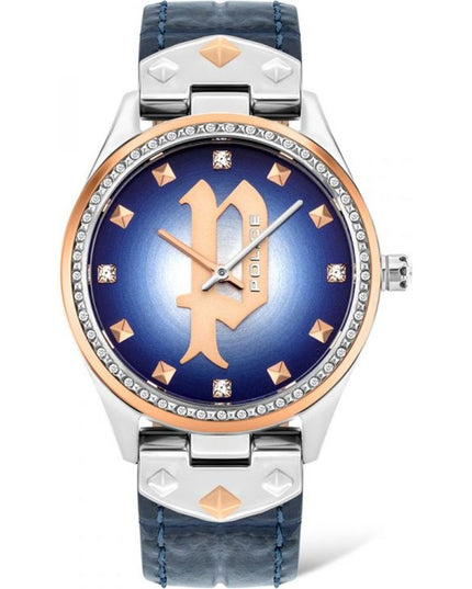 Police Blue Leather Dress Watch
