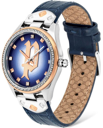 Police Blue Leather Dress Watch