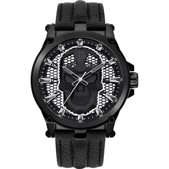 Police Black Leather Dress Watch