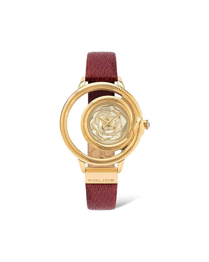 Police Red Leather Dress Watch
