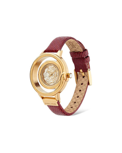 Police Red Leather Dress Watch