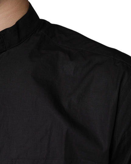 Dolce & Gabbana Black Cotton Button Down Men Casual Shirt