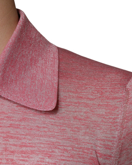 Dolce & Gabbana Pink Polyester Long Sleeve Men Polo T-shirt