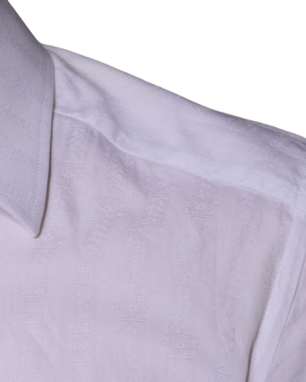 Dolce & Gabbana White Cotton Men Dress GOLD Formal Shirt