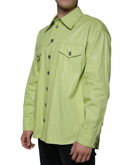 Dolce & Gabbana Green Cotton Collared Men Button Down Shirt