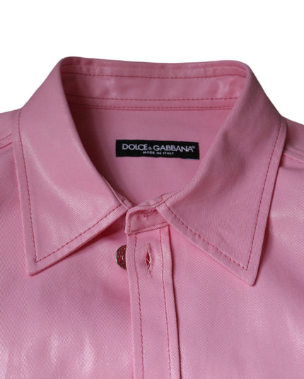 Dolce & Gabbana Pink Cotton Collared Button Down Shirt