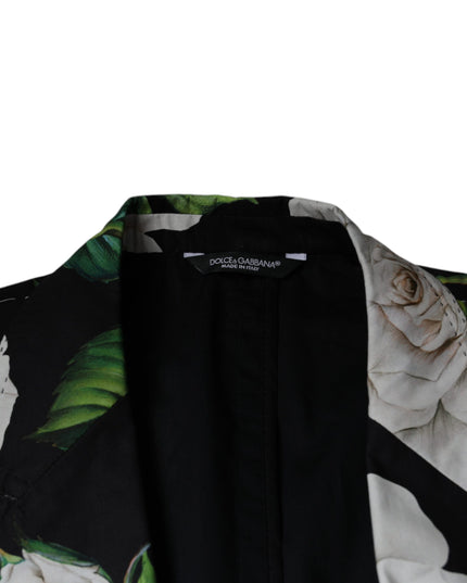 Dolce & Gabbana Black Rose Cotton Men Formal 2 Piece Suit