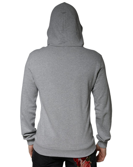 Dolce & Gabbana Gray Cotton Logo Hooded Sweatshirt Sweater
