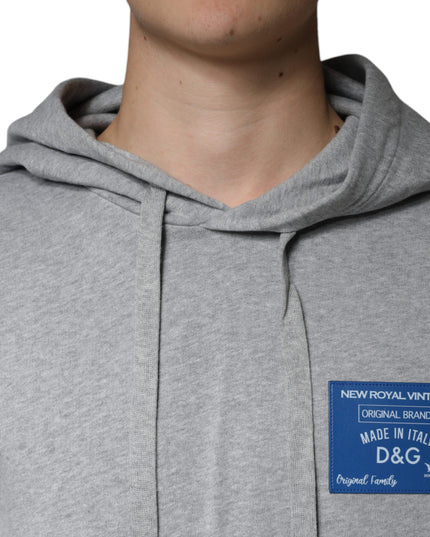 Dolce & Gabbana Gray Cotton Logo Hooded Sweatshirt Sweater
