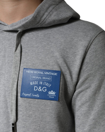 Dolce & Gabbana Gray Cotton Logo Hooded Sweatshirt Sweater