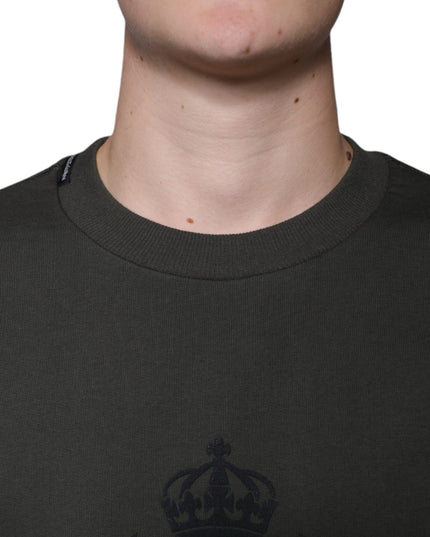 Dolce & Gabbana Army Green DG Crown Crew Neck Pullover Sweater