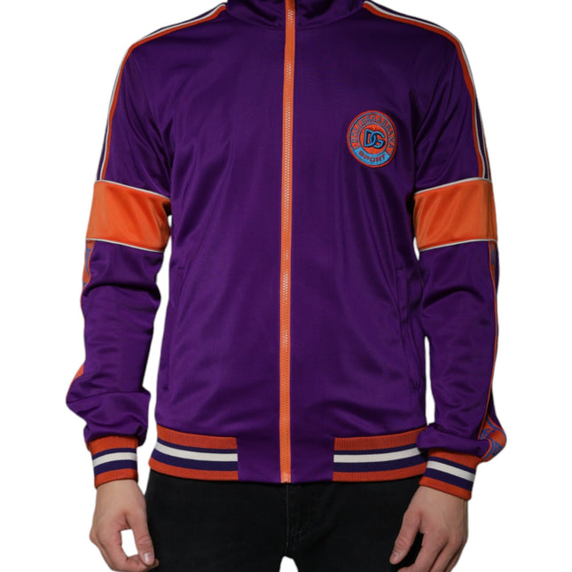 Dolce & Gabbana Purple Polyester Full Zip Long Sleeve Sweater