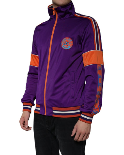 Dolce & Gabbana Purple Polyester Full Zip Long Sleeve Sweater