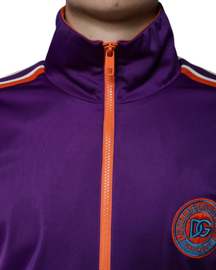 Dolce & Gabbana Purple Polyester Full Zip Long Sleeve Sweater