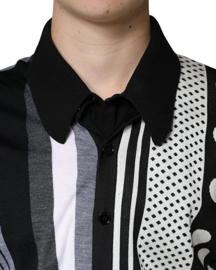 Dolce & Gabbana Black White Polka Dot Collared Polo T-shirt