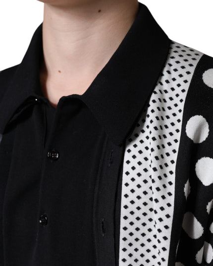 Dolce & Gabbana Black White Polka Dot Collared Polo T-shirt