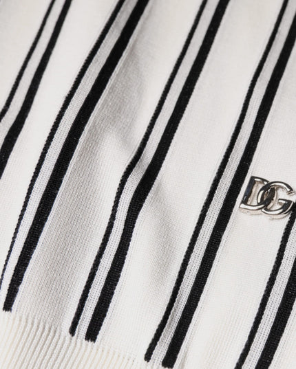 Dolce & Gabbana White Black Stripe Polo Short Sleeve T-shirt