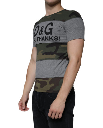 Dolce & Gabbana Multicolor Camouflage Cotton Crew Neck T-shirt