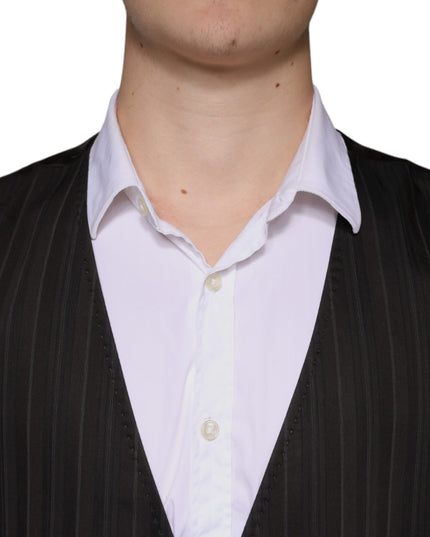 Dolce & Gabbana Black Cotton Waistcoat Dress Formal Vest