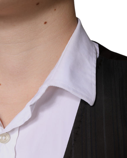 Dolce & Gabbana Black Cotton Waistcoat Dress Formal Vest