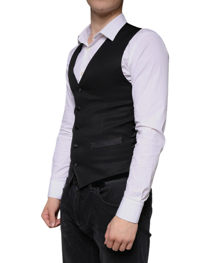 Dolce & Gabbana Black Wool Waistcoat Dress Formal Vest