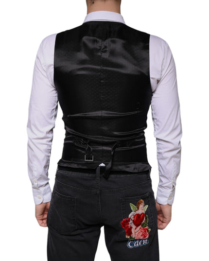 Dolce & Gabbana Black Wool Waistcoat Dress Formal Vest