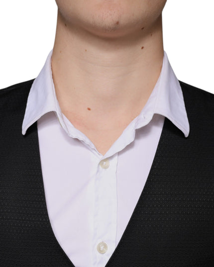 Dolce & Gabbana Black Wool Waistcoat Dress Formal Vest