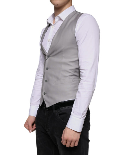 Dolce & Gabbana Light Gray Wool Formal Dress Waistcoat Vest