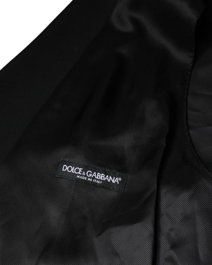 Dolce & Gabbana Black Wool Formal Dress Men Waistcoat Vest