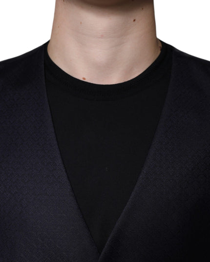 Dolce & Gabbana Black Wool Waistcoat Dress Formal Vest