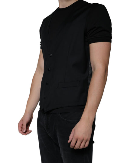Dolce & Gabbana Black Wool Waistcoat Dress Formal Vest