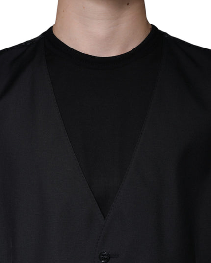 Dolce & Gabbana Black Wool Waistcoat Dress Formal Vest