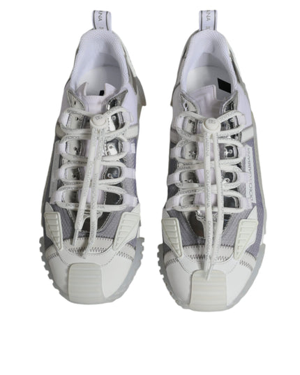 Dolce & Gabbana White Silver Low Top NS1 Sneakers Shoes