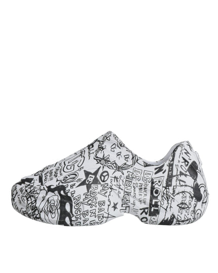 Dolce & Gabbana White Black Graffiti Daymaster Sneakers Shoes