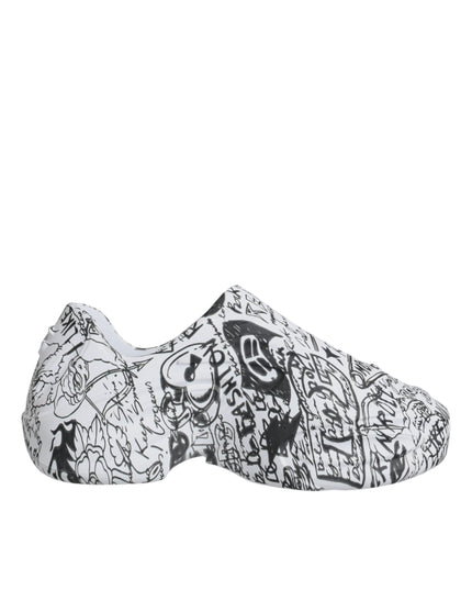 Dolce & Gabbana White Black Graffiti Daymaster Sneakers Shoes