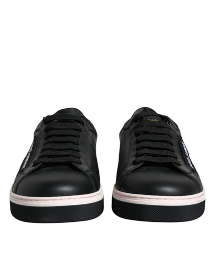 Dolce & Gabbana Black Leather Low Top Men Sneakers Shoes