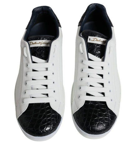Dolce & Gabbana White Leather Logo Portofino Sneaker Shoes