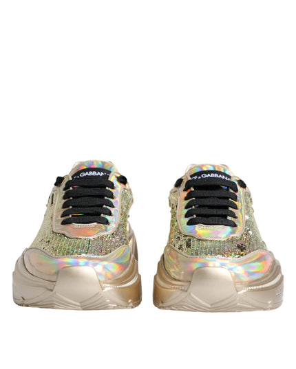 Dolce & Gabbana Gold Sequin Iridiscent Daymaster Sneakers Shoes
