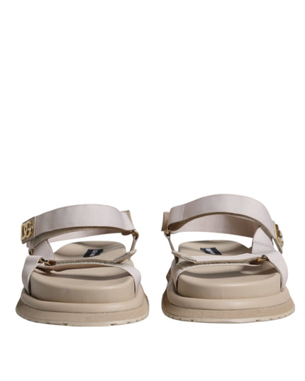 Dolce & Gabbana Beige Nappa Devotion Strap Men Sandals Shoes